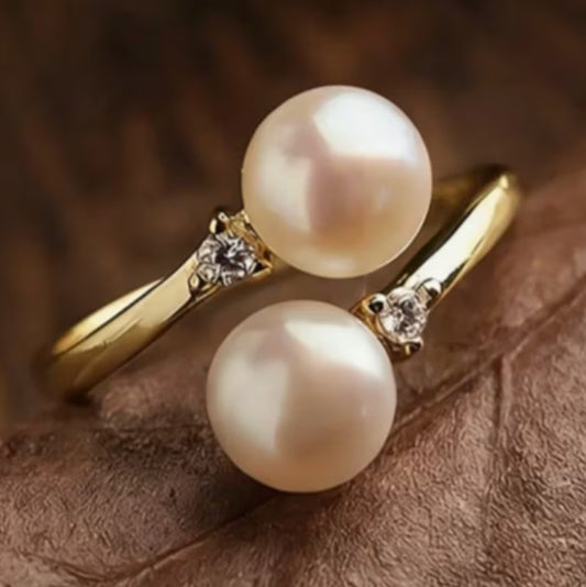 Breast Cancer Support | Pearl Adjustable Ring | Get 1+1 Free