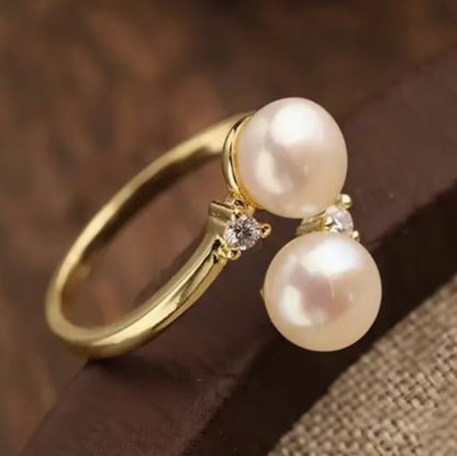 Breast Cancer Support | Pearl Adjustable Ring | Get 1+1 Free