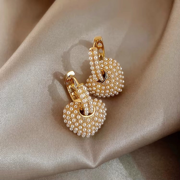 Breast Cancer Awareness | Heart Pearl Earrings | 1+1 Free Today