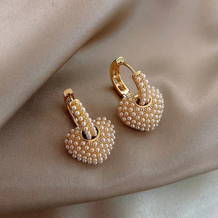Breast Cancer Awareness | Heart Pearl Earrings | 1+1 Free Today