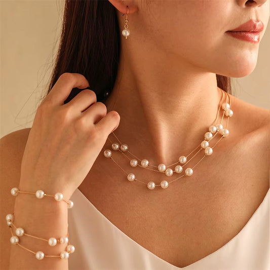 Breast Cancer Awareness | Romantic 3-Piece Pearl Jewelry Set | 1+1 Free Today