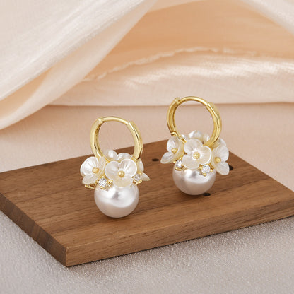 Breast Cancer Awareness Flower Pearl Earrings | 1+1 Free Today