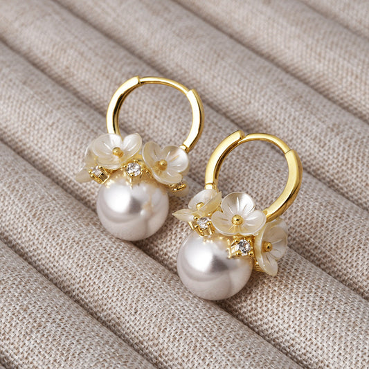 Breast Cancer Awareness Flower Pearl Earrings | 1+1 Free Today