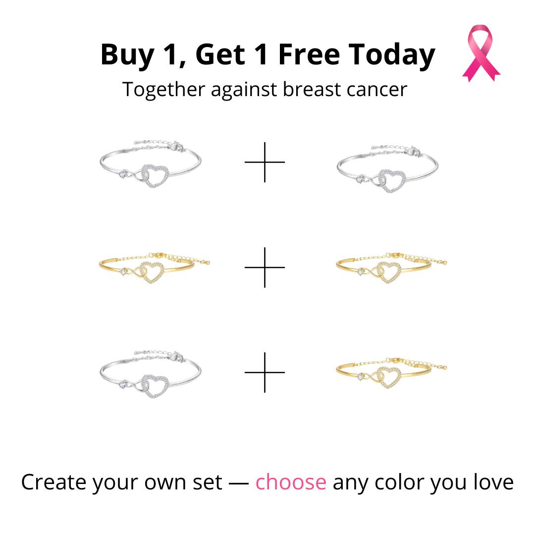 Breast Cancer Support Heart Bracelets | Get 1+1 Free!