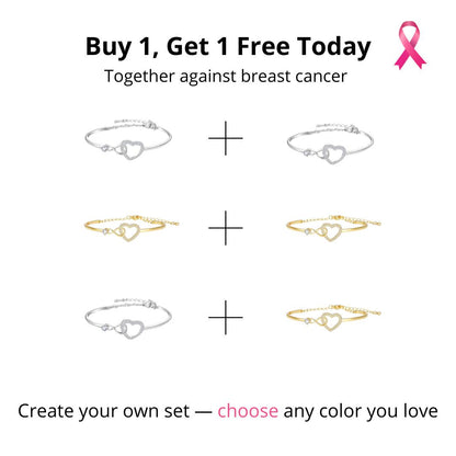 Breast Cancer Support Heart Bracelets | Get 1+1 Free!
