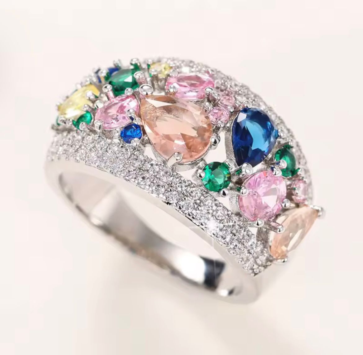 Wear the Hope Breast Cancer Awareness Multicoloured Stone Ring