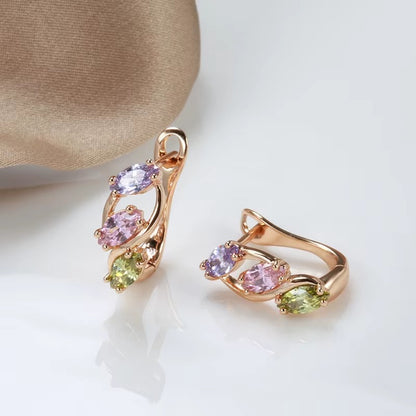 Breast Cancer Awareness | Elegant Colorful Zircon Hoop Earrings | 1+1 Free