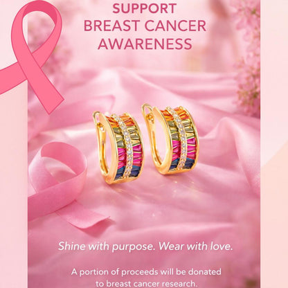 Limited Edition Rainbow Awareness Earrings for Breast Cancer Support | 1+1 Free Today |