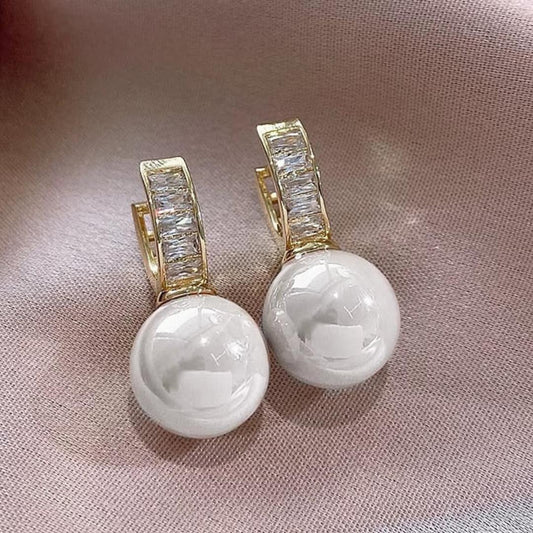 Breast Cancer Awareness White Pearl Earrings | 1+1 Free Today