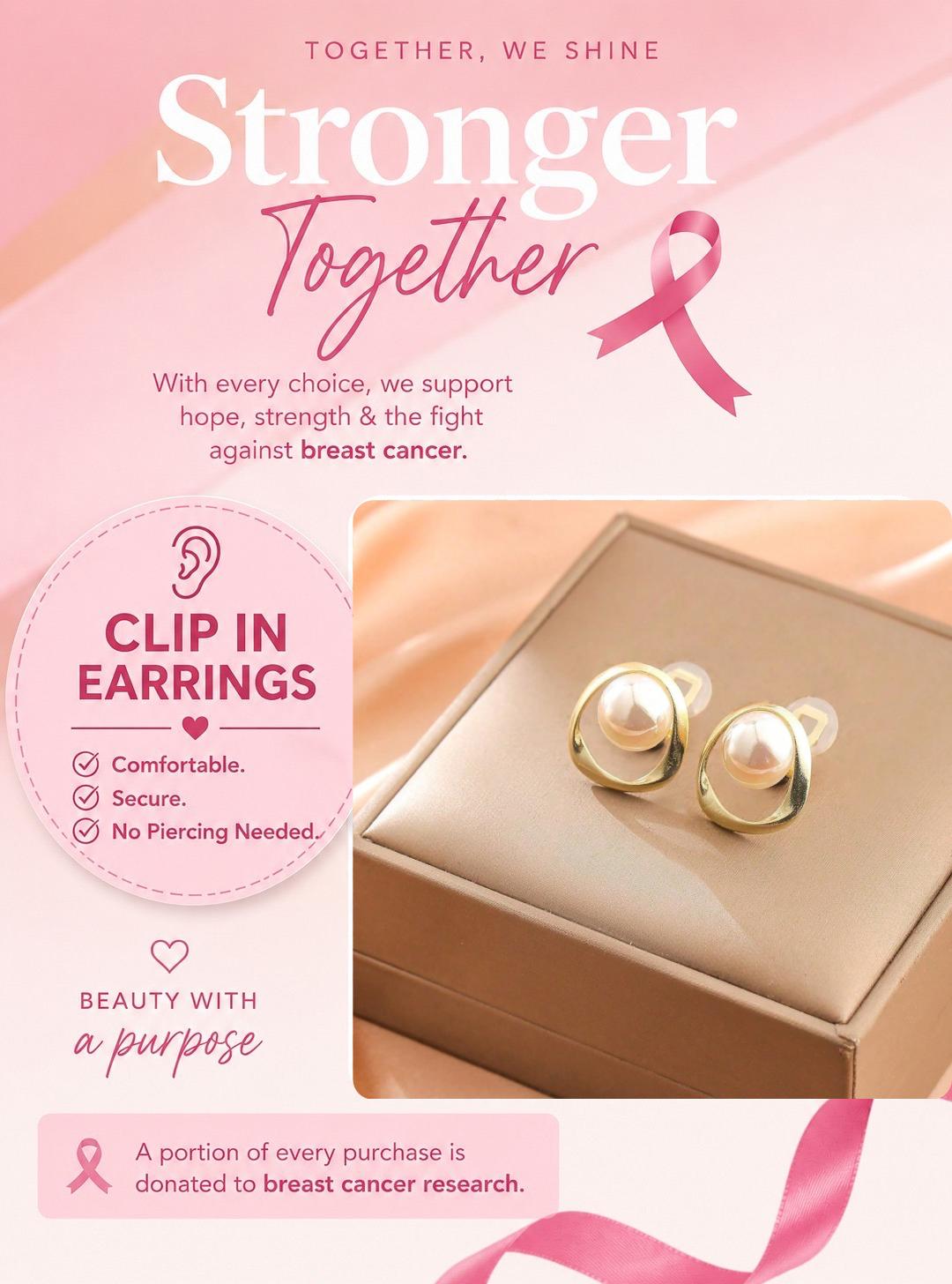 Breast Cancer Awareness | Clip In Pearl Collection - 1+1 Free Today