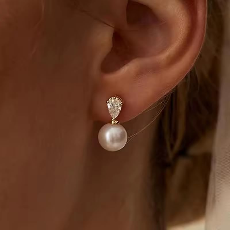 Breast Cancer Awareness Drops Pearl Earring | 1+1 Free Today