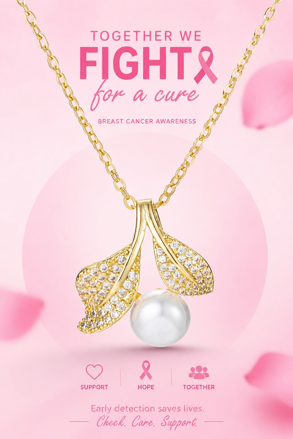 Breast Cancer Awareness Support Luck Necklace | 1+1 Free Today