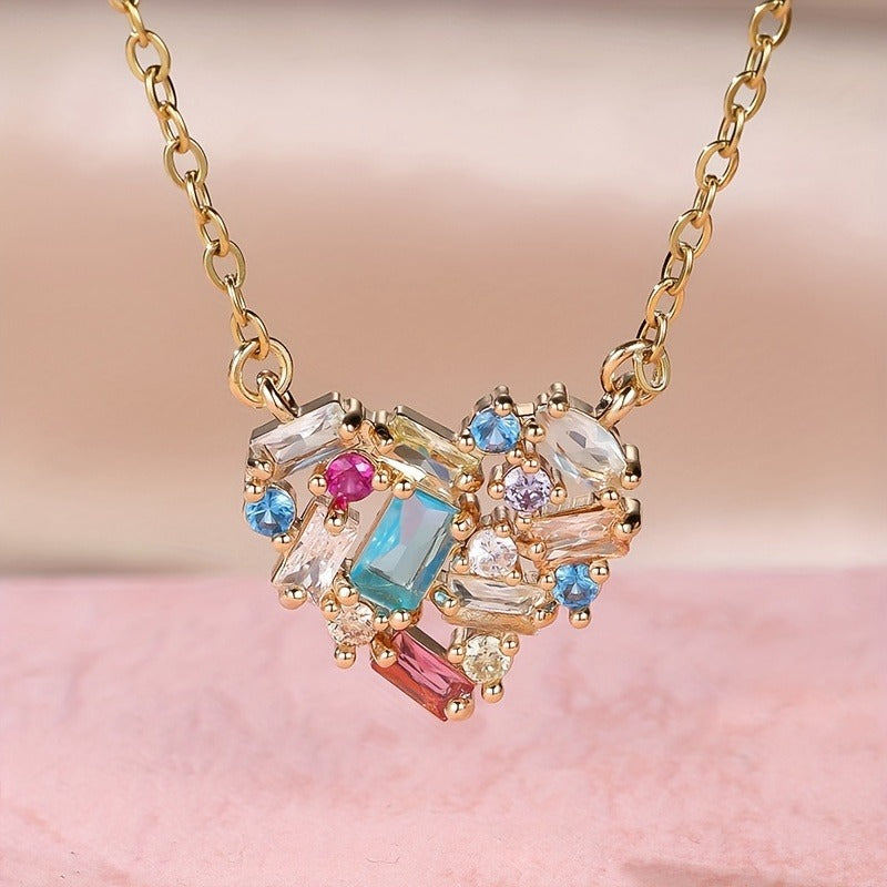 Breast Cancer Awareness Multicolour Heart Necklace | 1+1 Free Today