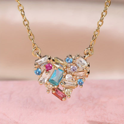 Breast Cancer Awareness Multicolour Heart Necklace | 1+1 Free Today