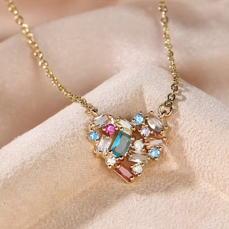 Breast Cancer Awareness Multicolour Heart Necklace | 1+1 Free Today