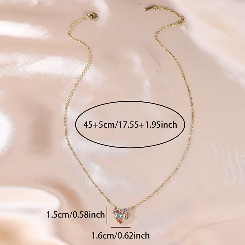 Breast Cancer Awareness Multicolour Heart Necklace | 1+1 Free Today