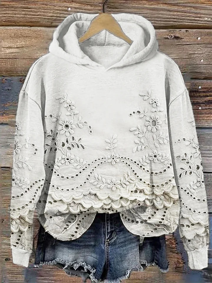 SASKA | Hoodie with Floral Embroidery