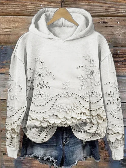 SASKA | Hoodie with Floral Embroidery