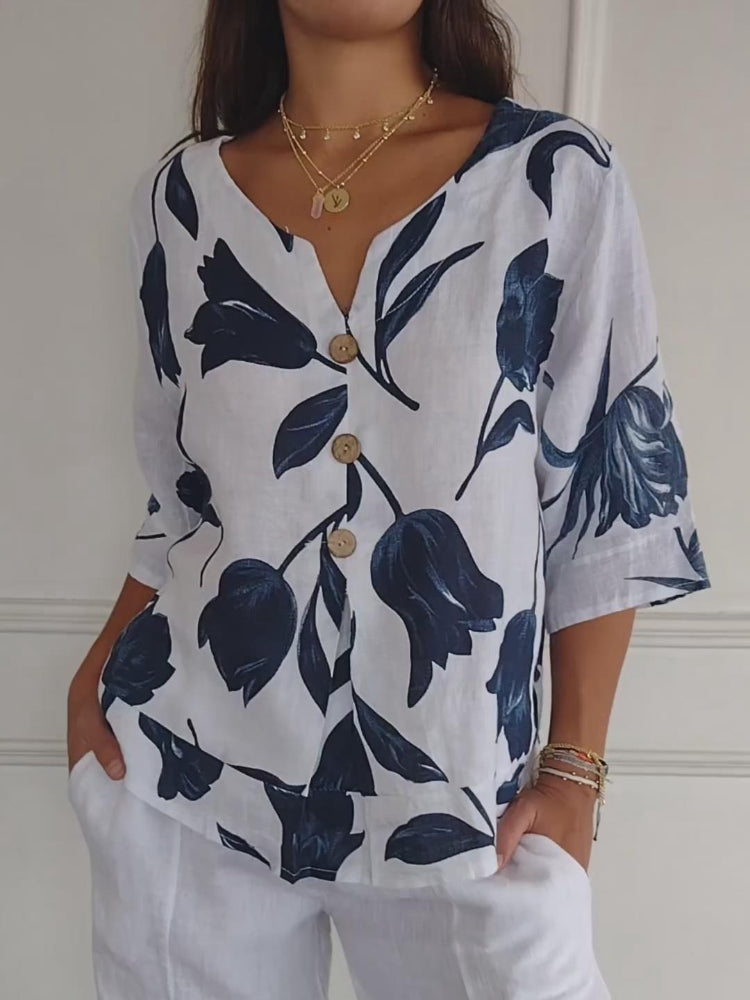 LARA | Floral V-Neck Blouse