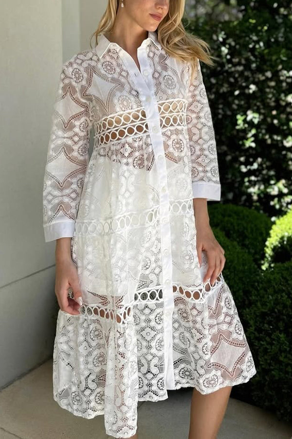 Cassia | Elegant Lace Button Shirt – Timeless Elegance, Everyday Comfort