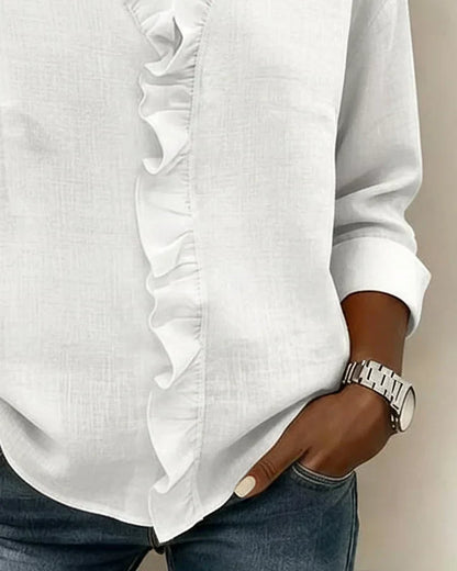 Flowy V-Neck Ruffle Blouse