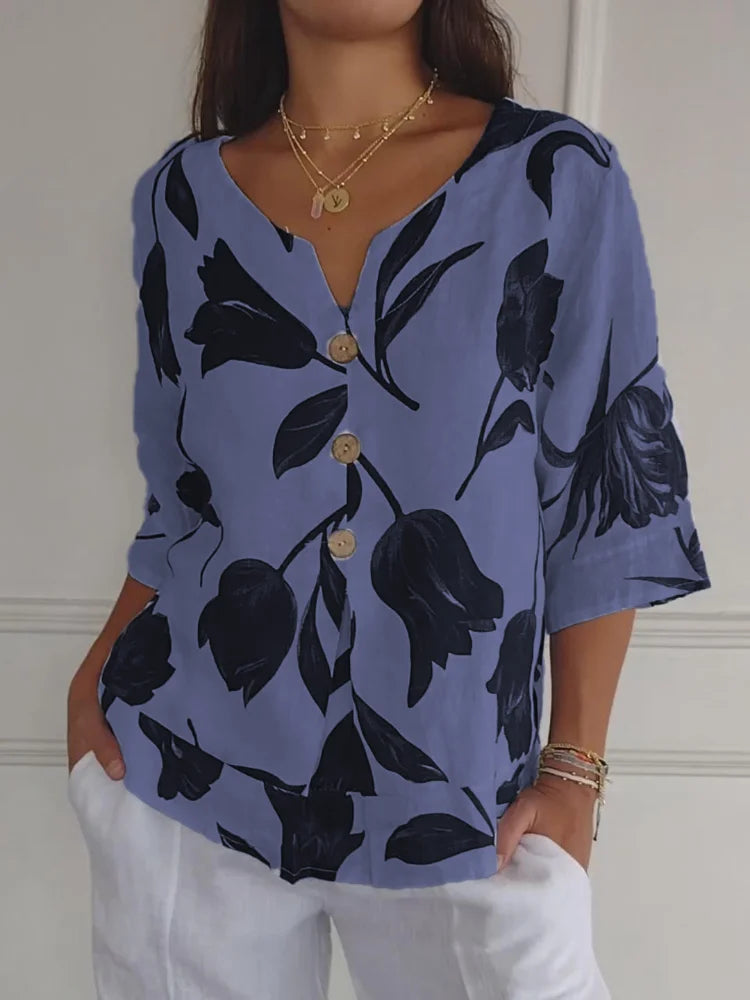 LARA | Floral V-Neck Blouse
