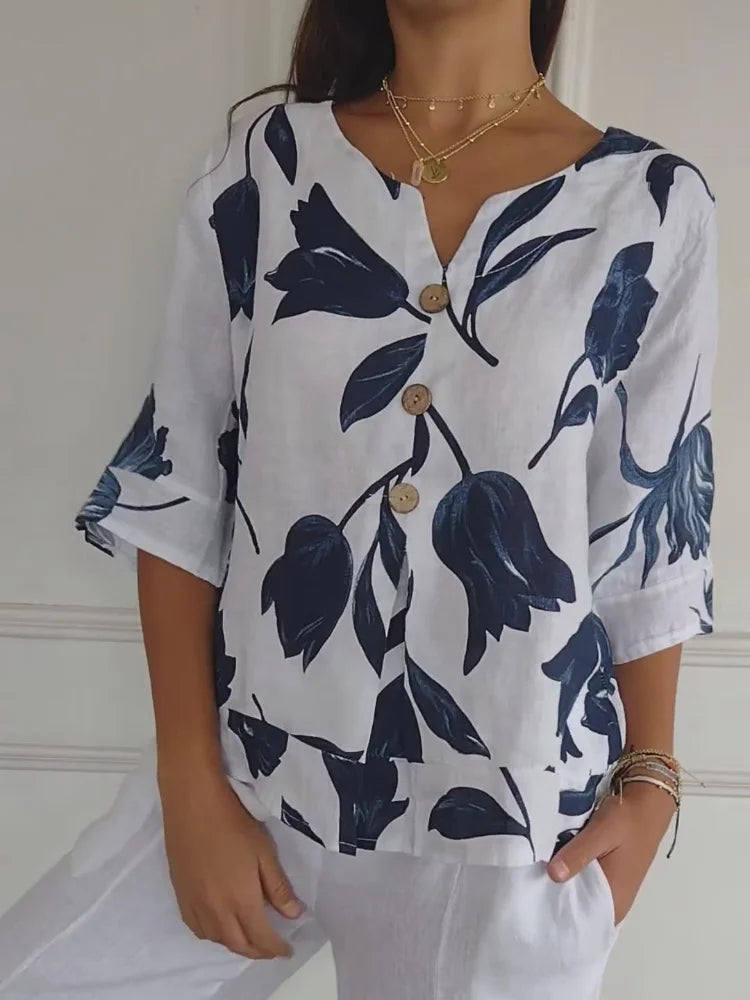 LARA | Floral V-Neck Blouse