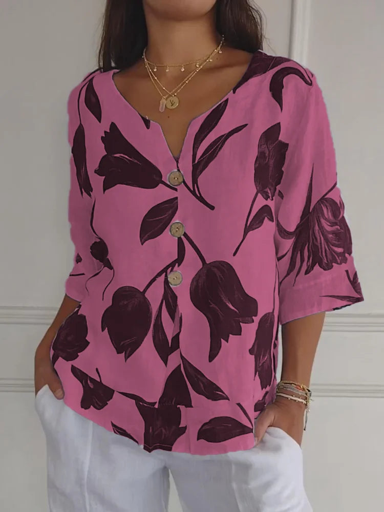 LARA | Floral V-Neck Blouse