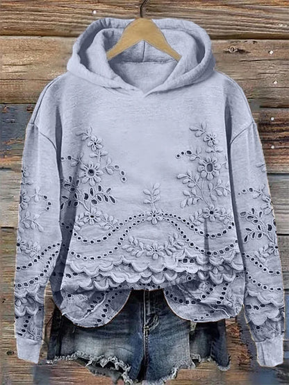 SASKA | Hoodie with Floral Embroidery