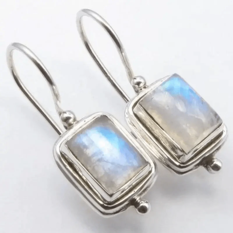 Chic Square Moonstone Earrings