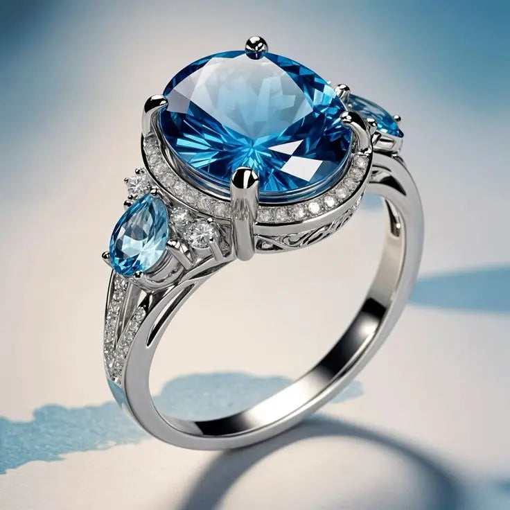 Antique Silver Ring Featuring a Blue Gemstone