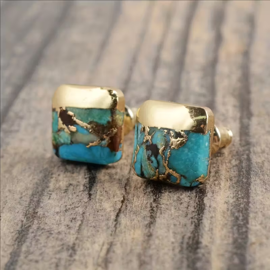Nature Stone Gold Earrings