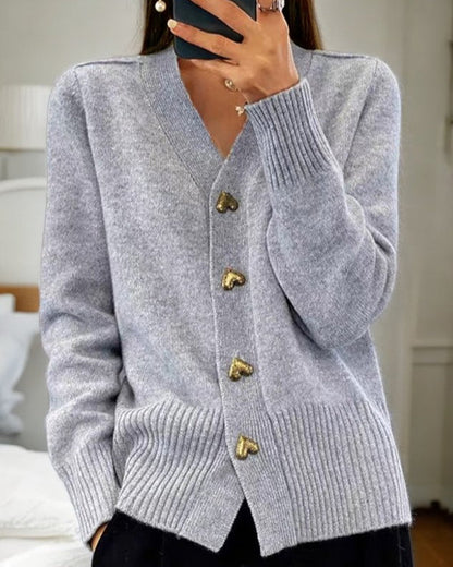ADELE | Elegant Heart Button Cardigan