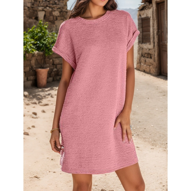 Doreen | Casual Pocket Roll-Sleeve Dress