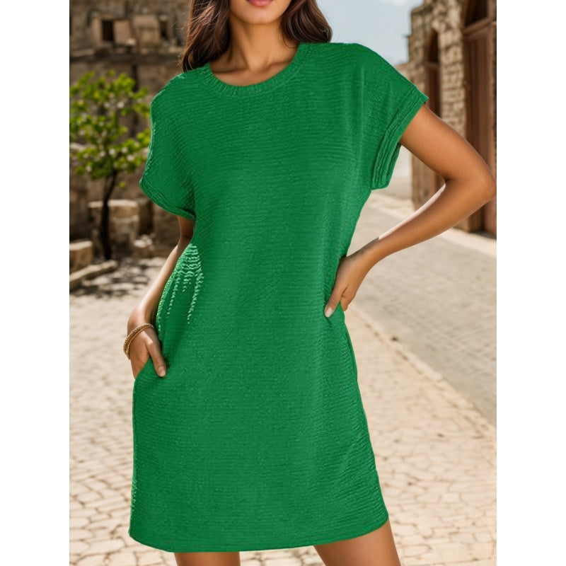 Doreen | Casual Pocket Roll-Sleeve Dress